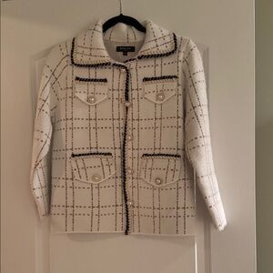 Beulah White and Black Plaid Blazer